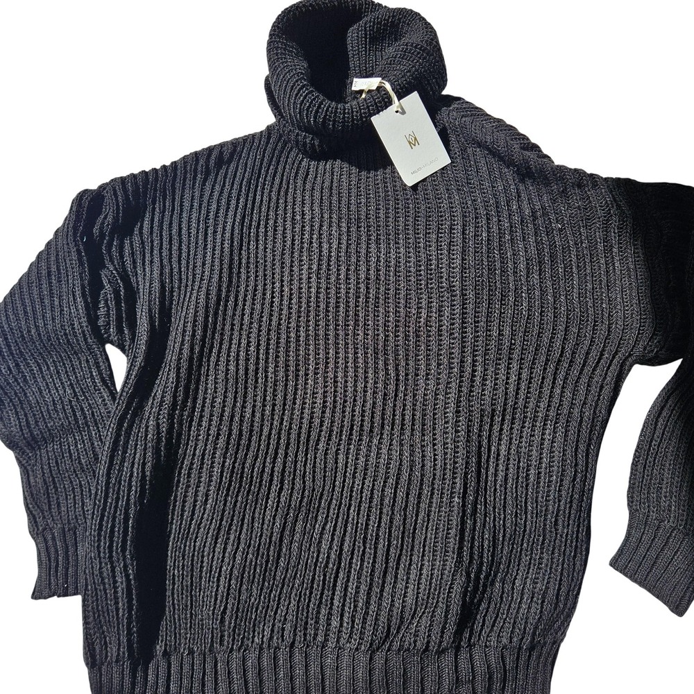 Milio Milano Sweater Womens S/M Black Turtleneck Pullover Heavyweight Knit